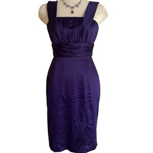 Donna Morgan Royal Purple Midi Satin Dress
